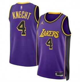 Cheap Men\'s Los Angeles Lakers #4 Dalton Knecht Purple 2024 Draft Statement Edition Stitched Basketball Jersey