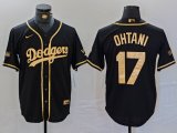 Cheap Men's Los Angeles Dodgers #17 Shohei Ohtani Black Gold World Series Champions Cool Base Stitched Jersey