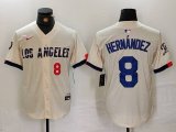 Cheap Men's Los Angeles Dodgers #8 Kike Hernandez Number Cream 2024 City Connect Limited Stitched Jerseys