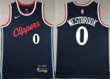 Cheap Men's Los Angeles Clippers #0 Russell Westbrook Navy Stitched Jersey