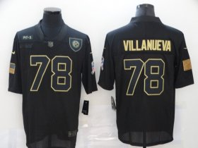 Wholesale Cheap Men\'s Pittsburgh Steelers #78 Alejandro Villanueva Black 100th Season Golden Edition Jersey