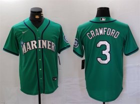 Men\'s Seattle Mariners #3 J.P. Crawford Aqua Cool Base Stitched jersey