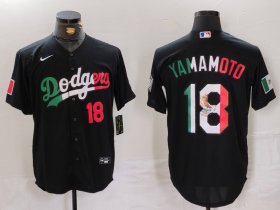 Cheap Men\'s Los Angeles Dodgers #18 Yoshinobu Yamamoto Number Black Mexico Cool Base Stitched Jersey