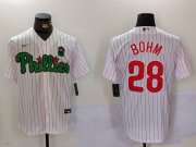 Cheap Men's Philadelphia Phillies #28 Alec Bohm White Green Cool Base Stitched Jersey