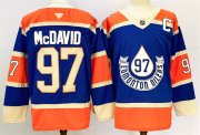 Cheap Men's Edmonton Oilers #97 Connor McDavid Royal 2024-25 With C Patch Heritage Classic Primegreen Stitched Jersey