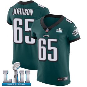 Wholesale Cheap Nike Eagles #65 Lane Johnson Midnight Green Team Color Super Bowl LII Men\'s Stitched NFL Vapor Untouchable Elite Jersey