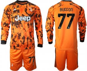 Wholesale Cheap Men 2020-2021 club Juventus away long sleeves 77 orange Soccer Jerseys