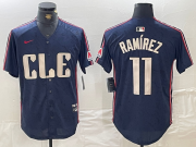 Cheap Men's Cleveland Guardians #11 Jose Ramirez Navy 2024 City Connect Limited Stitched Jersey