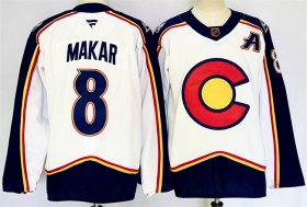 Cheap Men\'s Colorado Avalanche #8 Cale Makar White 2024-25 With A Patch Reverse Retro Stitched Jersey