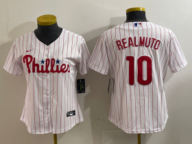 Cheap Women\'s Philadelphia Phillies #10 JT Realmuto White Stitched Cool Base Nike Jersey