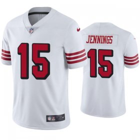 Cheap Mens San Francisco 49ers #15 Jauan Jennings Nike White Retro 1994 75th Anniversary Throwback Classic Limited Jersey