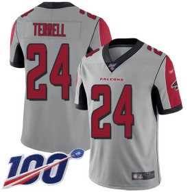 Wholesale Cheap Nike Falcons #24 A.J. Terrell Silver Men\'s Stitched NFL Limited Inverted Legend 100th Season Jersey