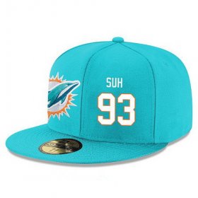 Wholesale Cheap Miami Dolphins #93 Ndamukong Suh Snapback Cap NFL Player Aqua Green with White Number Stitched Hat