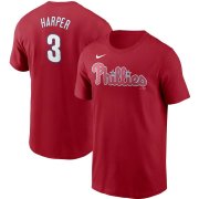 Wholesale Cheap Philadelphia Phillies #3 Bryce Harper Nike Name & Number T-Shirt Red