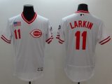 Wholesale Cheap Reds #11 Barry Larkin White Flexbase Authentic Collection Cooperstown Stitched MLB Jersey