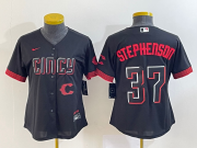 Wholesale Cheap Women's Cincinnati Reds #37 Tyler Stephenson Black 2023 City Connect Cool Base Stitched Jersey