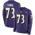 Wholesale Cheap Nike Ravens #73 Marshal Yanda Purple Team Color Men's Stitched NFL Limited Therma Long Sleeve Jersey