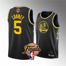 Wholesale Cheap Men\'s Golden State Warriors #5 Kevon Looney Black 2022 Finals Stitched Jersey