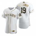 Wholesale Cheap Colorado Rockies #19 Charlie Blackmon White Nike Men's Authentic Golden Edition MLB Jersey