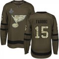 Wholesale Cheap Adidas Blues #15 Robby Fabbri Green Salute to Service Stanley Cup Champions Stitched NHL Jersey