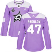 Cheap Adidas Stars #47 Alexander Radulov Purple Authentic Fights Cancer Women's 2020 Stanley Cup Final Stitched NHL Jersey