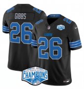 Cheap Men's Detroit Lions #26 Jahmyr Gibbs Black 2024 NFC North Champions F.U.S.E. Vapor Limited Stitched Jersey