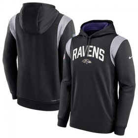 Wholesale Cheap Men\'s Baltimore Ravens Black Sideline Stack Performance Pullover Hoodie