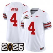 Cheap Men's Ohio State Buckeyes #4 Jeremiah Smith White 2025 CFP Final Patch F.U.S.E. Vapor Limited Stitched Football Jersey