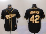 Cheap Men's Los Angeles Dodgers #42 Jackie Robinson Black Gold World Series Champions Cool Base Stitched Jersey