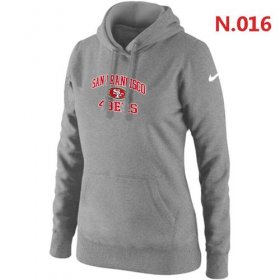 Wholesale Cheap Women\'s Nike San Francisco 49ers Heart & Soul Pullover Hoodie Light Grey