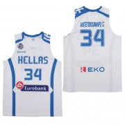 Wholesale Cheap Men's Hellas Eurobank #34 Antetokounmpo G. White Basketball Stitched Jersey