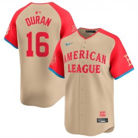 Men\'s American League #16 Jarren Duran Cream 2024 All-Star Limited Stitched Baseball Jersey