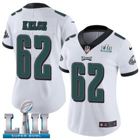 Wholesale Cheap Nike Eagles #62 Jason Kelce White Super Bowl LII Women\'s Stitched NFL Vapor Untouchable Limited Jersey