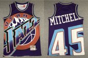 Wholesale Cheap Men's Utah Jazz #45 Donovan Mitchell Purple Big Face Mitchell Ness Hardwood Classics Soul Swingman Throwback Jersey