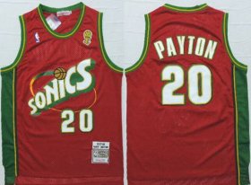 Wholesale Cheap Men\'s Seattle Supersonics #20 Gary Payton 1997-98 Red Hardwood Classics Soul Swingman Throwback Jersey