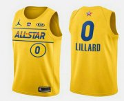 Wholesale Cheap Men's 2021 All-Star #0 Damian Lillard Yellow Western Conference Stitched NBA Jersey