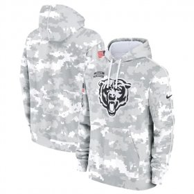 Men\'s Chicago Bears 2024 Arctic Camo Salute To Service Club Fleece Pullover Hoodie