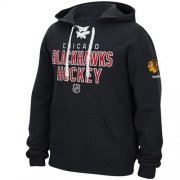 Wholesale Cheap Chicago Blackhawks Reebok Stitch Em Up Lace Hoodie Black