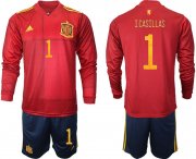 Wholesale Cheap Men 2021 European Cup Spain home Long sleeve 1 soccer jerseys