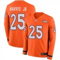 Wholesale Cheap Nike Broncos #25 Chris Harris Jr Orange Team Color Men's Stitched NFL Limited Therma Long Sleeve Jersey