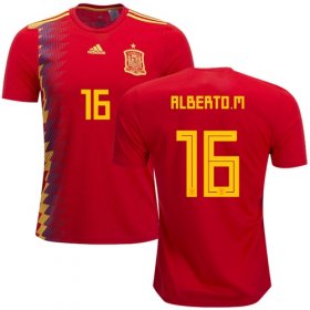 Wholesale Cheap Spain #16 Alberto M. Home Soccer Country Jersey