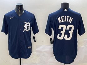 Cheap Men\'s Detroit Tigers #33 Colt Keith Navy Cool Base Stitched Baseball Jersey