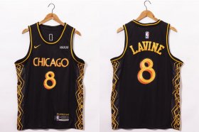 Wholesale Cheap Men\'s Chicago Bulls #8 Zach LaVine NEW Black Nike 2021 Swingman City Edition Jersey