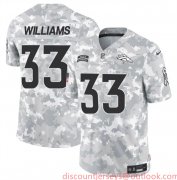 Cheap Men's Denver Broncos #33 Javonte Williams 2024 F.U.S.E Arctic Camo Salute To Service Limited Stitched Football Jersey