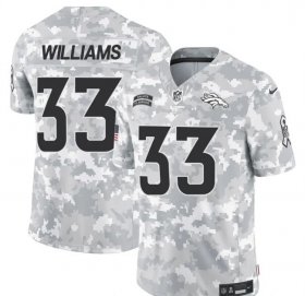 Cheap Men\'s Denver Broncos #33 Javonte Williams 2024 F.U.S.E Arctic Camo Salute To Service Limited Stitched Football Jersey