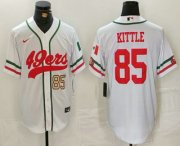 Men's San Francisco 49ers #85 George Kittle Number White Mexico Cool Base Stitched Baseball Jersey