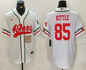 Men\'s San Francisco 49ers #85 George Kittle Number White Mexico Cool Base Stitched Baseball Jersey