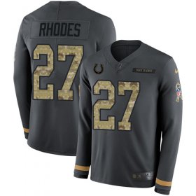 Wholesale Cheap Nike Colts #27 Xavier Rhodes Anthracite Salute to Service Youth Stitched NFL Limited Therma Long Sleeve Jersey