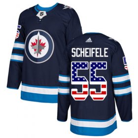 Wholesale Cheap Adidas Jets #55 Mark Scheifele Navy Blue Home Authentic USA Flag Stitched NHL Jersey