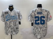 Cheap Men's Detroit Lions #26 Jahmyr Gibbs 2024 Arctic Camo Salute To Service Stitched Baseball Jersey